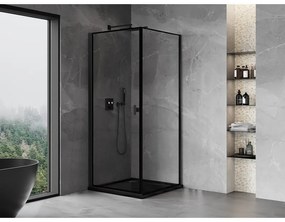 Mexen Mist-B, 1-krídlový výklopný sprchový kút ľavý 90 x 90 cm, číre sklo-čierny rám, 8A2T-090-090-70-70-L