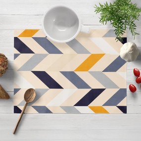 Biante Bavlnené prestieranie na stôl Sandra SA-751 Veľké cik-cak modro-žlto-krémové pruhy 35x45 cm
