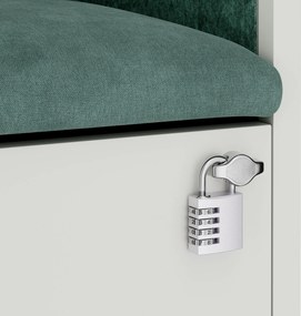 Akustická kabína SALLY MentalBox 600 mm – biely korpus, zelené sedadlo