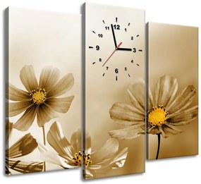 Gario Obraz s hodinami Kvetnatá krása - 3 dielny Rozmery: 80 x 40 cm