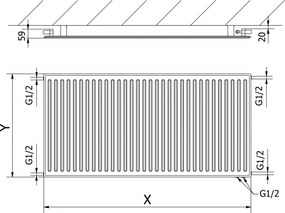 Mexen CVH10 Hygienický panelový radiátor 400 x 1800 mm, spodné pripojenie, 778 W, antracitová, W610H-040-180-66