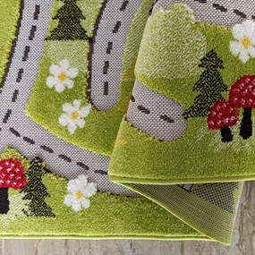 DY Zelený detský koberec s motívom mesta Color Kids 02 Rozmer: 150x200 cm