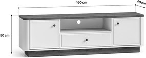TV stolík Amberto 160 cm so zásuvkou - kašmírová / dub windmill tmavý