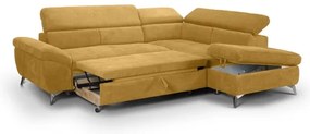Rozkladacia rohová sedacia súprava SALERNO pravá žltá do tvaru L