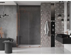 Mexen Velar, posuvné dvere do otvoru 150x200 cm, 8mm číre sklo, ružové zlato, 871-150-000-01-60