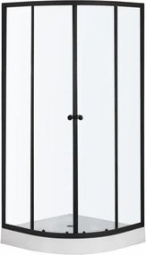 Novoterm Štvrťkruhový sprchový kút NV-Leo 90x90 čierna/transparent + vanička