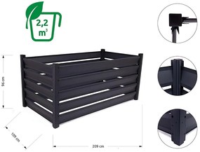 Kompostér Trestles 1100×2100×1000 mm, čierny KOMP1-9005