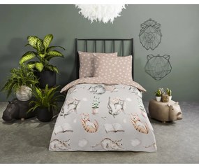 Sivé/hnedé bavlnené detské obliečky do postieľky 120x150 cm Catlife – Good Morning