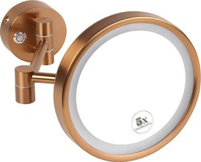 Bemeta Design Kozmetické zrkadlo, ø 200 mm, s LED osvetlením, mat, medená zlatá - 155101140
