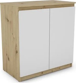 Skrinka 2-dverová Carlos, dub artisan/biela, 75 cm%