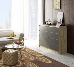 Komoda Kuba 140 cm 8 zásuviek dub artisan/grafit