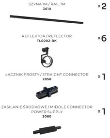 Zuma Line 3028 - Bodové svietidlo v lištovom systéme MASTER 6xGU10/10W/230V čierna