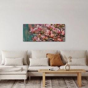 Obraz - Olejomaľba, Rozkvitnutá sakura (120x50 cm)