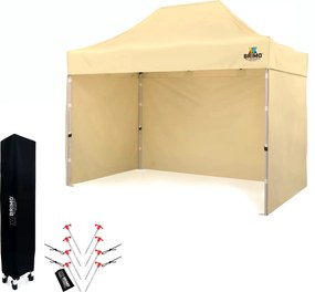 BRIMO Skladací Nožnicový stan 2 x 3 m SUPER Oceľ | Montáž za 2 min - s 3 stenami - Béžová 8