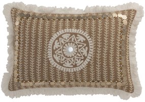 Hnedý jutový vankúš so strapcami a peniažkami Jute natural - 49*12*31cm