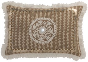 Hnedý jutový vankúš so strapcami a peniažkami Jute natural - 49*12*31cm