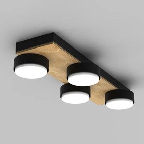 Stropné svietidlo SEMA 4xGX53/15W/230V čierna/hnedá/dub