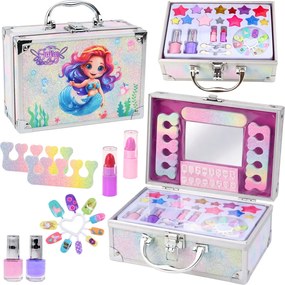 LEAN Toys Kozmetická sada Glitter Darčeková truhlica Kozmetika na nechty Make-up Morská panna