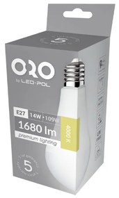 LED žiarovka E27 A65 14W Farba: Denná biela 4000K