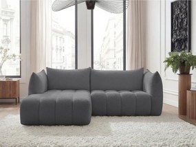 Sivá rohová pohovka z textílie buklé (ľavý roh/s leňoškou) Azra – Bobochic Paris