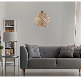 Závesné svietidlo v béžovo-zlatej farbe s tienidlom z juty ø 24 cm – Opviq lights