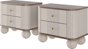 Nočné stolíky Vespera 56 cm - 2 ks - kašmírová / orech / zlatá / kašmírové nohy
