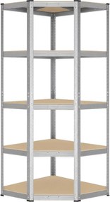 Rohový regál strieborný 180x70x40 cm