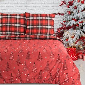 EUROFIRANY VIANOČNÉ RENFORCÉ OBLIEČKY SCARLET 200X220 CM, 2KS 70X80 CM VZOROVANÉ