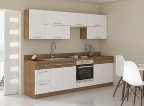 Moderná kuchyňa Vigo 260 cm - dub lancelot / biely lesk