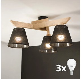 Brilagi - LED Prisadený luster ANTHONY 3xE14/40W/230V dub/čierna