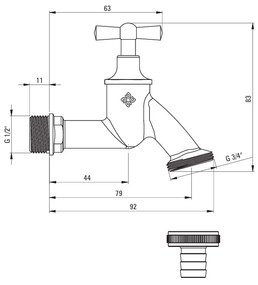 Deante Deante, záhradný ventil s adaptérom 1/2"x3/4'', chrómová, DEA-VFA_152M