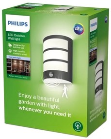 Philips-LED Vonkajšie nástenné svietidlo so senzorom PYTHON LED/6W/230V 4000K IP44