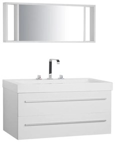 Biely nástenný nábytok do kúpeľne so zásuvkou a zrkadlom ALMERIA Beliani