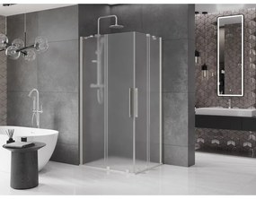 Mexen Velar Duo, sprchový kút s posuvnými dverami 90 x 80 cm, 8mm sklo námraza, brúsená oceľ, 871-090-080-32-97
