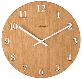 ATMOWOOD dubové numerické hodiny 34 cm - biele ručičky