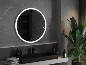 Mexen Oro, okrúhle LED podsvietené kúpeľňové zrkadlo 90 cm, 6000K, vykurovacia podložka proti zahmlievaniu, 9824-090-090-611-00