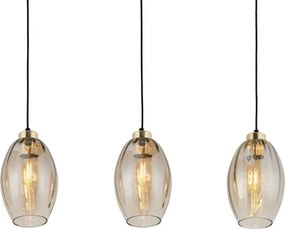 LED luster na lanku SEBO 3xE27/15W/230V čierna/dymovo-béžová