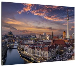 Sklenený obraz - Západ slnka nad Berlínom (70x50 cm)