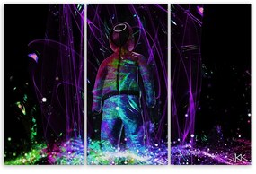 Obraz na plátně třídílný, Neonový hráč - 90x60 cm
