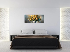 Obraz – Váza so slnečnicami (120x50 cm)
