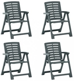 Skladacia záhradná stolička 4 ks plast Dekorhome Tmavo zelená