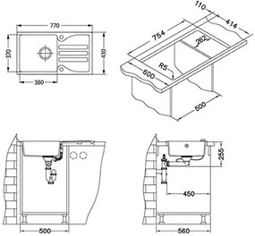 Granitový drez ALVEUS Galapagos Arctic 11 770x430 mm 1100882