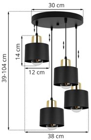 Závesné svietidlo Panta, 4x čierne kovové tienidlo, o, g
