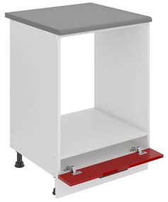 Kuchynská skrinka Belini Premium Full Version spodná pre vstavanú rúru 60 cm červený lesk s pracovnou doskou