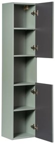 Koupelnová sestava Line Reed Green 120 cm s deskou, umyvadly a skříňkami 120 cm zelená/dub evoke