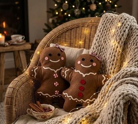 Decorative Cushion Gingerbread Man 35x5x44 Cm Brown Polyester - 35*5*44 cm