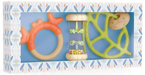 Darčeková súprava pre bábätko - hryzadielka a hrkálka