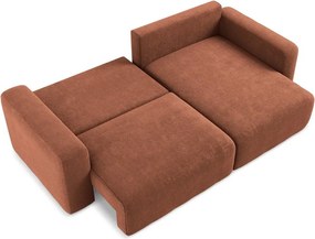 Ženilková rozkladacia/s úložným priestorom rohová pohovka v terakotovej farbe (pravý roh/s leňoškou) Kona – Makamii