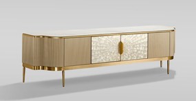 TV stolík Stilig ST905 200 cm slonovinový/zlatý/mramor