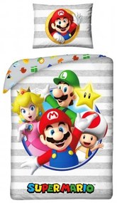 Halantex, Detské obliečky 140x200 SUPER MARIO pásik